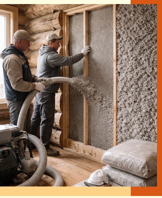 Утепление бревенчатого дома эковатой в Кронштадте от 2869 руб. | ТепломастерКрн