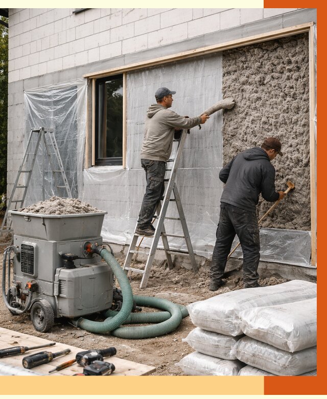 Утепление дома из газобетона эковатой в Кронштадте от 4695 руб./м2 | ТепломастерКрн