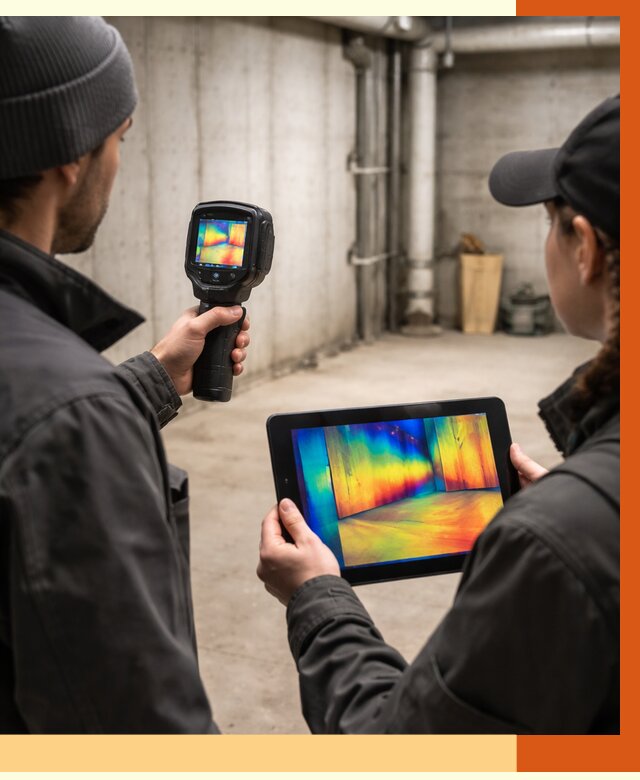 Тепловизионное обследование подвала в Кронштадте от 4695 руб. — проверка гидроизоляции | ТепломастерКрн